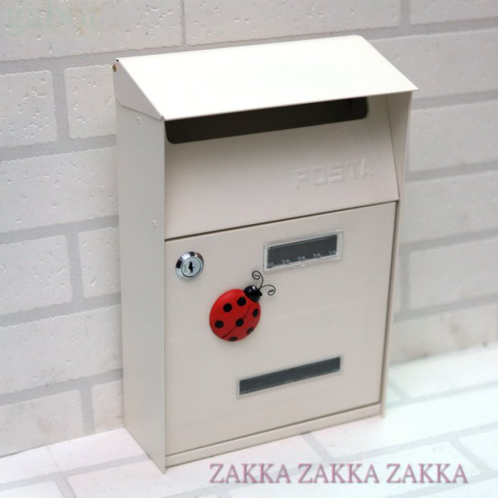 [HOME] 純白雙投信口瓢蟲造型鍛鐵信箱、意見箱