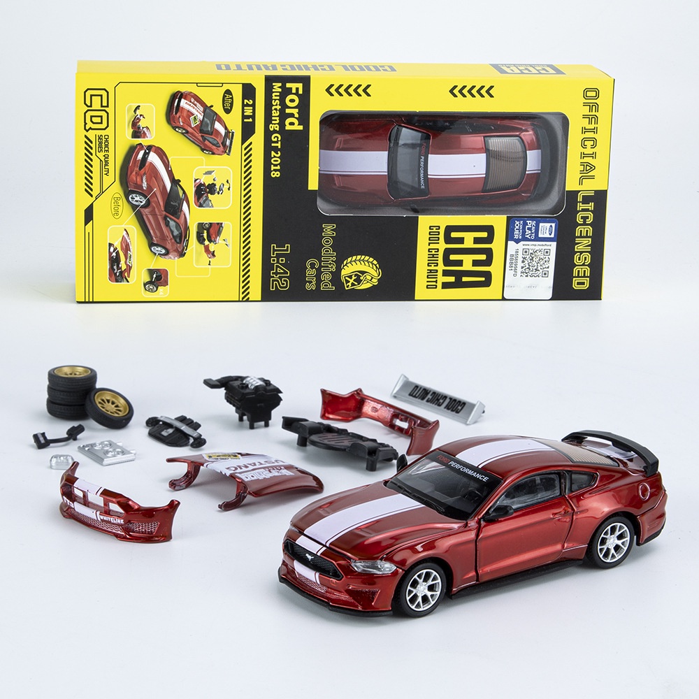 1：42 彩珀福特2018野馬GT賽車合金車模 汽車兒童玩具男生靜態拼裝模型盒裝 收藏擺件