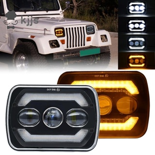 5x7 LED 大燈,180W 7X6 大燈配件零件套件,帶黃色轉向信號白色 DRL,適用於 YJ XJ 卡車 H605