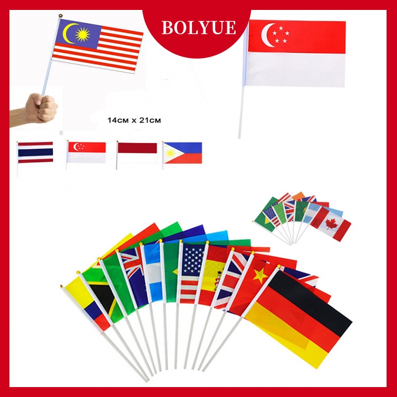 世界國旗、馬來西亞、新加坡、印度尼西亞、菲律賓、泰國、日本、韓國、澳大利亞、美國、英國國旗、遊行派對裝飾用品、節日活動、