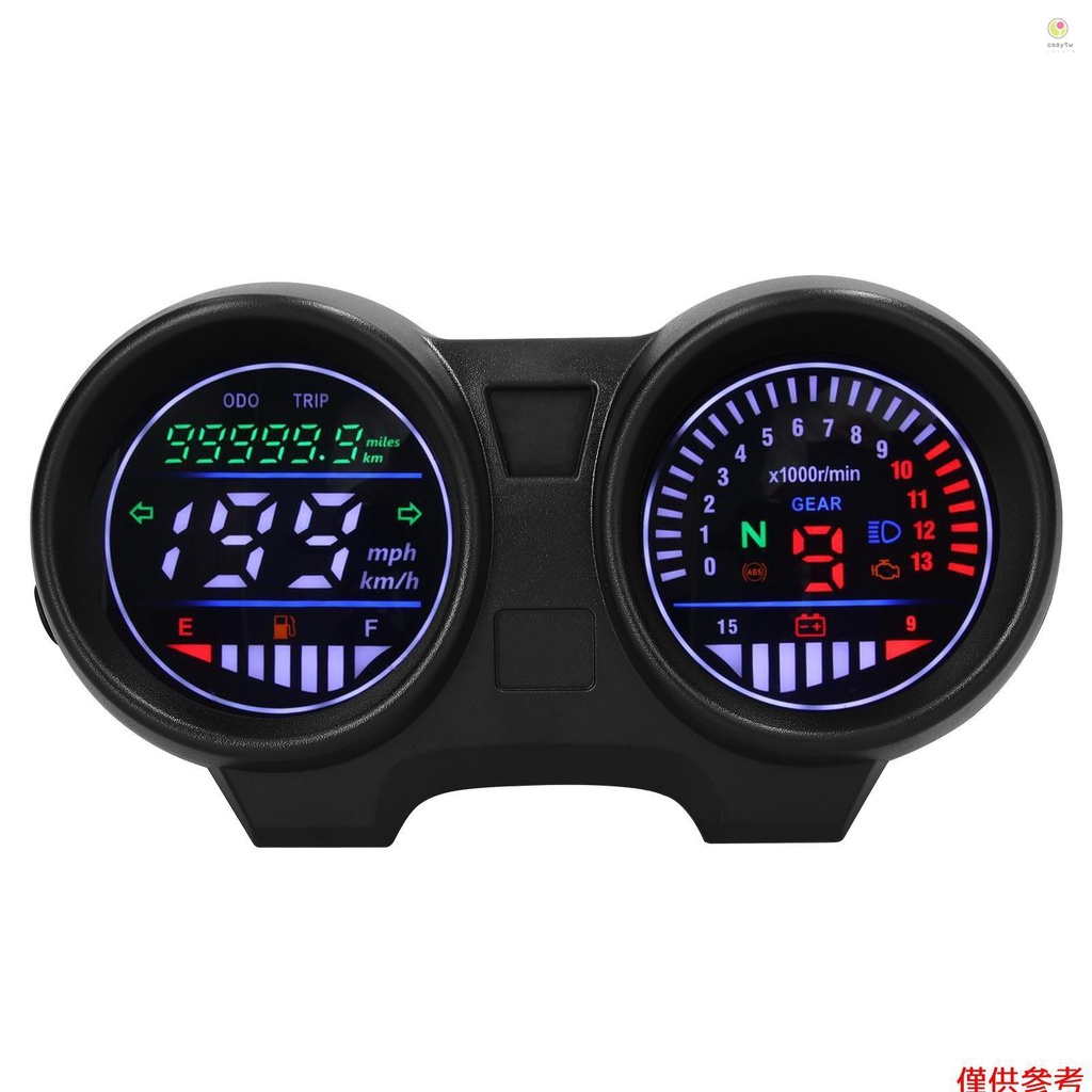 Casytw LED 機車車速表里程表 13000RPM 199KM/H 電動轉速表燃油表電壓表 12 V 帶檔位顯示燈