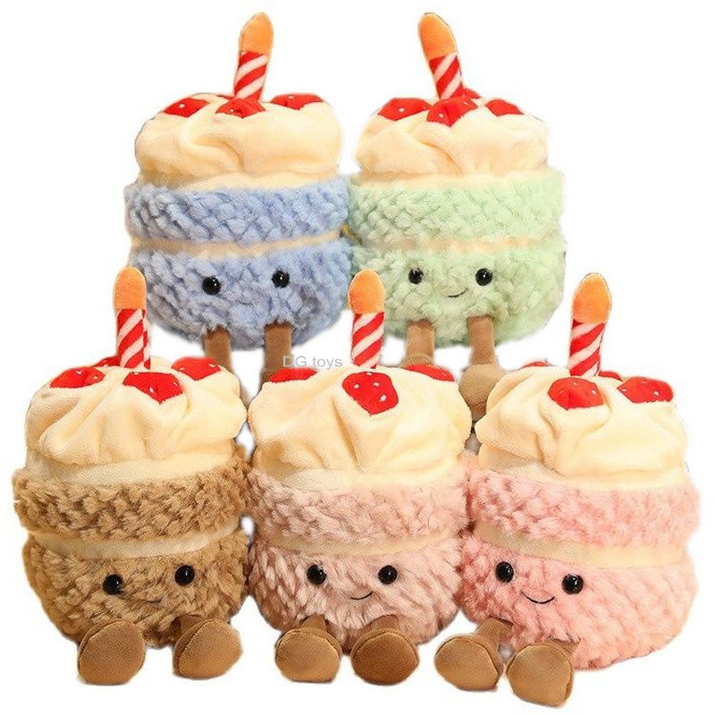 可愛的柔軟生日蛋糕帶蠟燭水果草莓紙杯蛋糕形狀毛絨玩具嬰兒可愛玩具可愛鬆餅娃娃兒童
