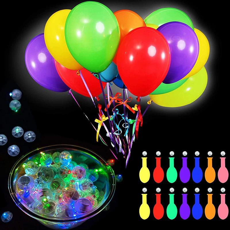 1 件裝乳膠氣球 LED 閃光燈,多色圓形迷你球燈,生日派對裝飾