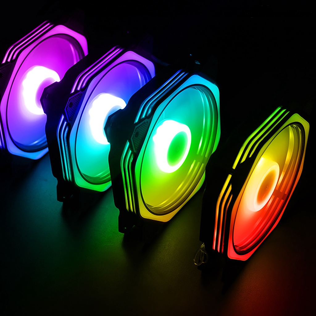 [時美3C]魔方RGB機箱風扇 12cm幻彩變色 靜音風扇 極光燈 LED機箱靜音風扇 內外發光