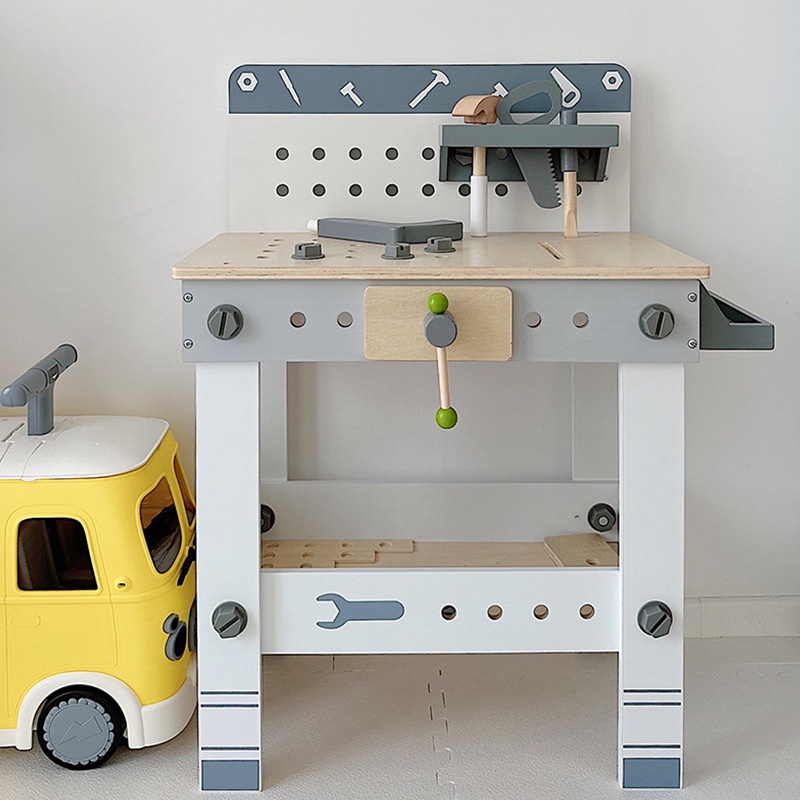 🌈兒童木製工具台仿真維修擰螺絲螺母拆裝拼裝工作台益智力木質玩具