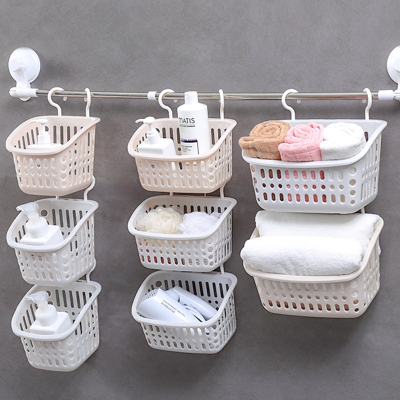 可掛式收納籃 浴室 掛籃 家用 塑膠 廚房 衛生間 洗澡籃 收納筐 壁掛置物籃