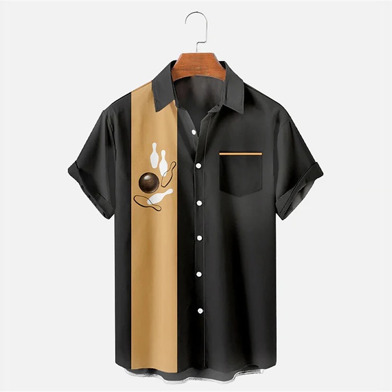 全新 2024 男式襯衫夏威夷襯衫圖形印花保齡球戶外街頭短袖鈕扣印花服裝熱帶時尚夏威夷