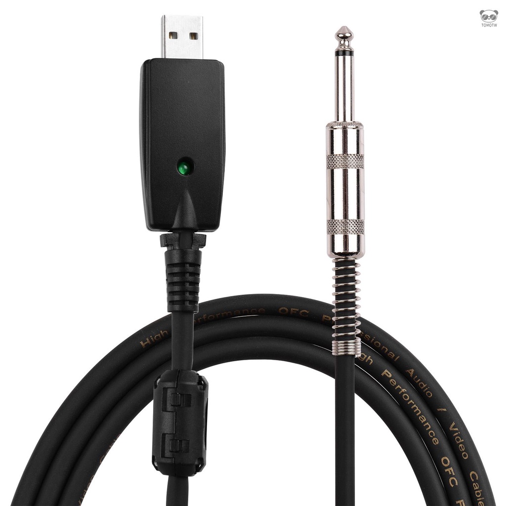 USB吉他電纜連接線 音頻線 USB接口轉6.35mm音頻插頭 兼容Windows和macOS系統PC
