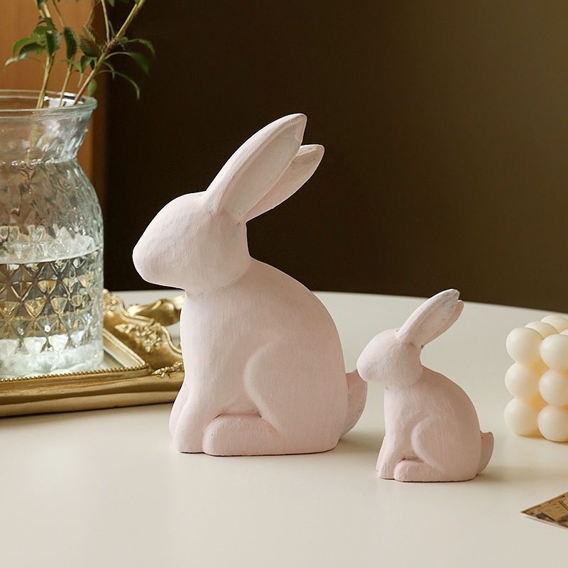 可愛兔子擺件 木雕兔子 家居裝飾 客廳房間佈置 電視酒櫃小擺設
