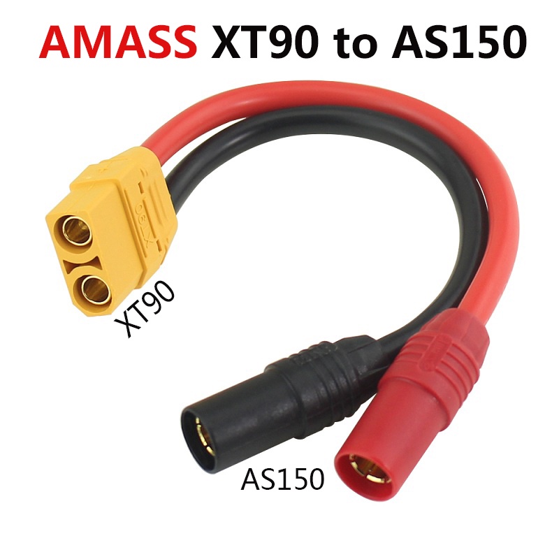 Sologood Amass XT90 母頭轉 AS150 公頭 + 母頭插頭電纜 15cm 10AWG 矽膠線充電器適