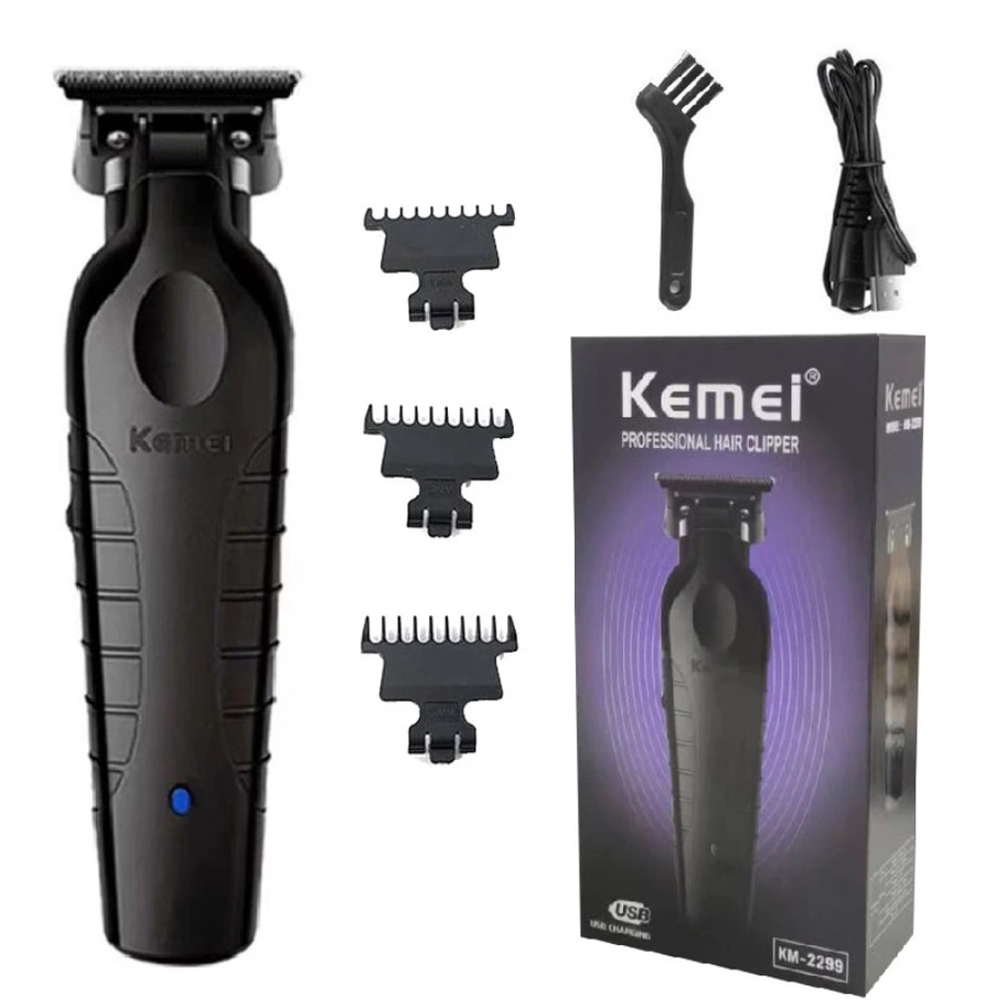 KEMEI 科美男士黑色理髮器男士無繩理髮器理髮專業理髮剪 USB 可充電無線理髮器
