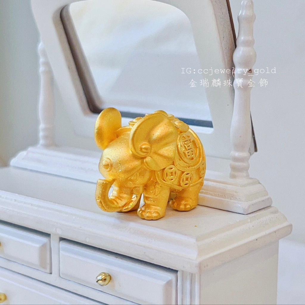 《金瑞麟金飾》古錢大象 造型黃金 黃金擺飾 純金9999