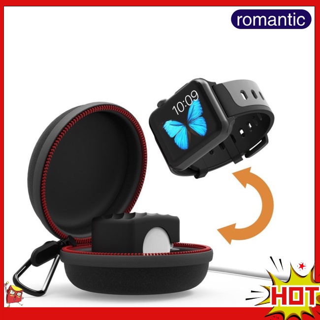 Rom 便攜式充電座底座充電器盒硬質旅行保護殼適用於 Apple Watch 充電器系列 1 2 3 智能
