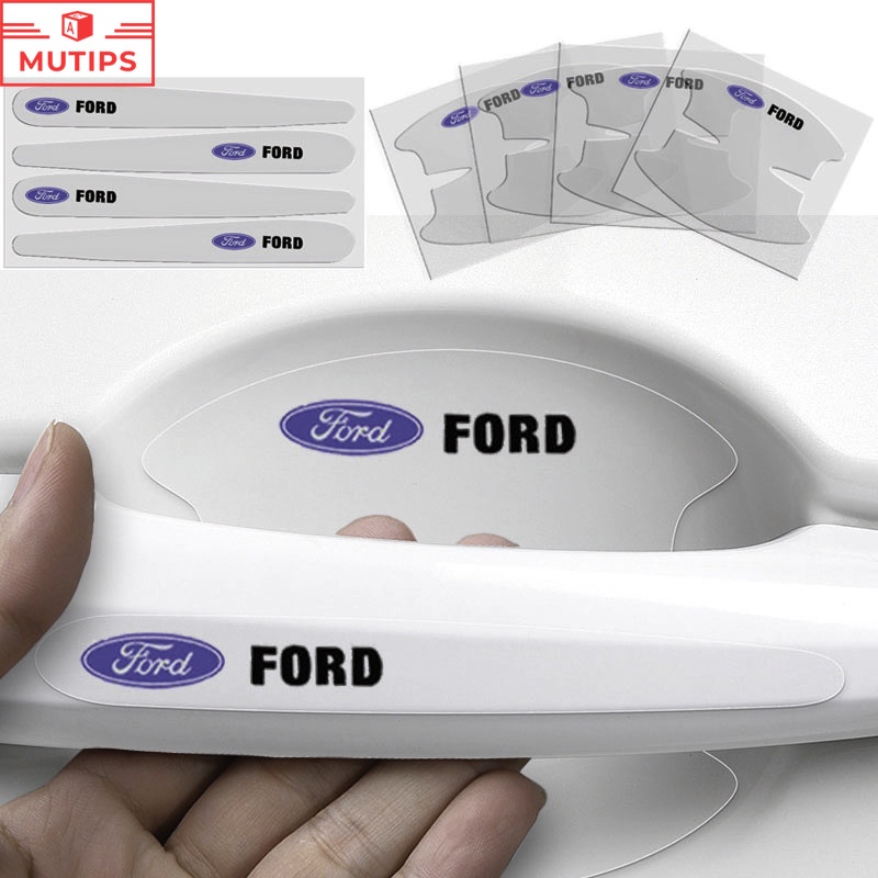 福特 8 件裝車門把手透明保護貼汽車門碗防刮貼紙適用於 Fiesta Ranger Ecosport Focus Eve