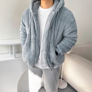 羊羔毛加厚連帽外套冬季韓版寬鬆上衣大衣外套