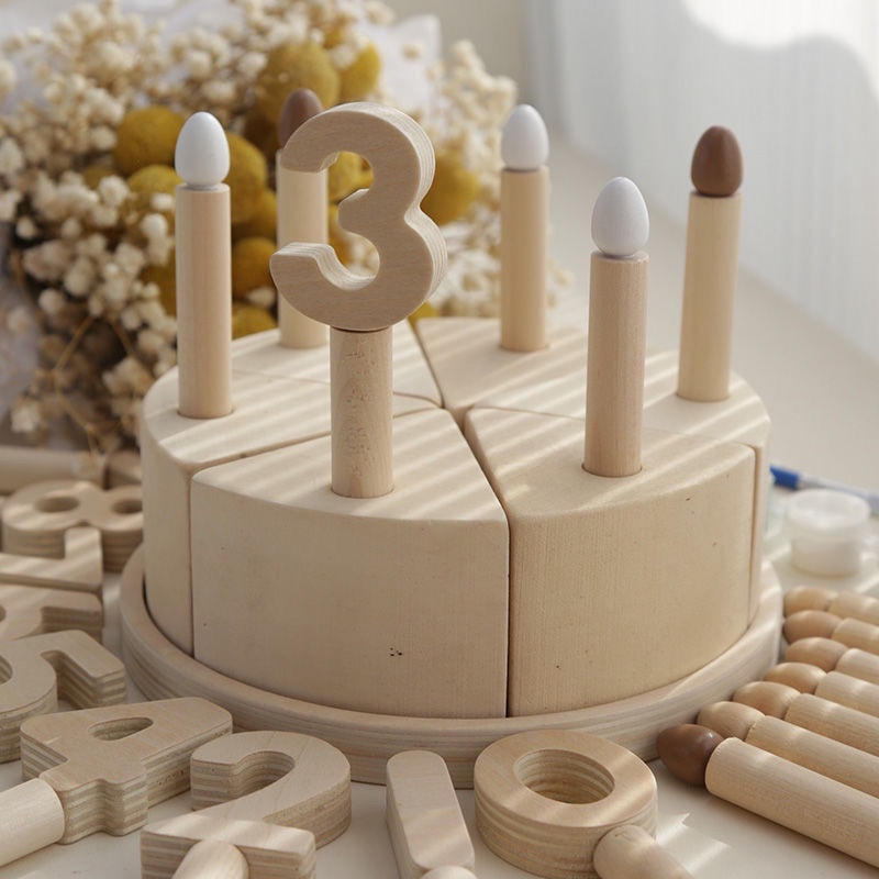 MMchu｜ins風格~原木 數位蛋糕玩具 兒童 生日蛋糕 DIY 手工 畫畫 家家酒木製 玩具