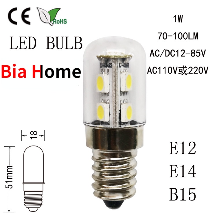 Bia Home 5PCS 1W LED 燈泡,E12/E14/B15,12V/24V/48V/110V/220V,白光