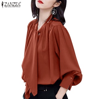 Zanzea 女式韓版時尚長袖純色百褶簡約上衣
