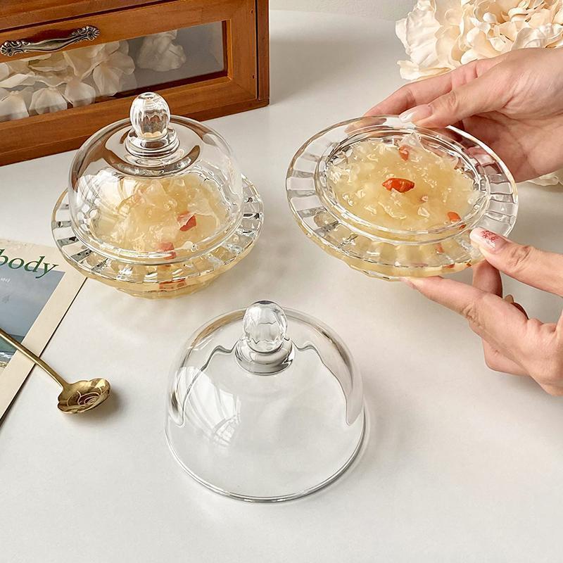 【玖慕嘉】中式燕窩碗 銀耳盅 玻璃帶蓋透明 精緻高級 傢用水果點心美容院甜品碗