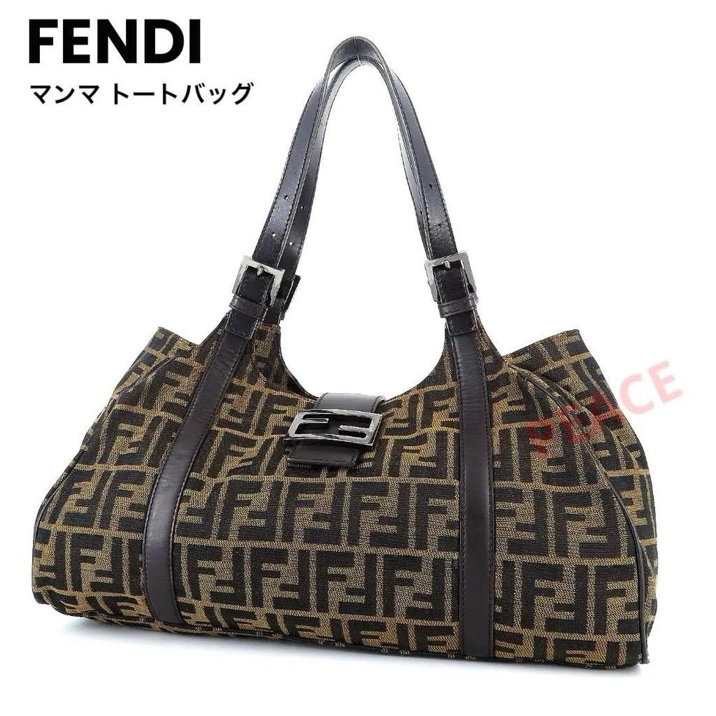 FENDI 芬迪 托特包 Mamma Baguette Zucca花紋 棕色 日本直送 二手