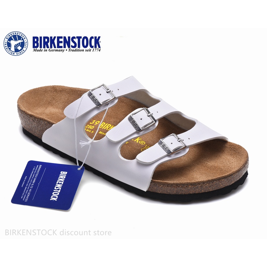 BIRKENSTOCK 勃肯佛羅里達男/女經典軟木白色啞光拖鞋 34-46