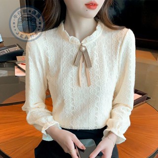 秋冬保暖襯衫|長袖襯衫|蕾絲氣質內搭|2025冬裝新款女士內搭時尚氣質打底衫顯瘦遮肚百搭蕾絲氣質女上衣|秋冬襯衫