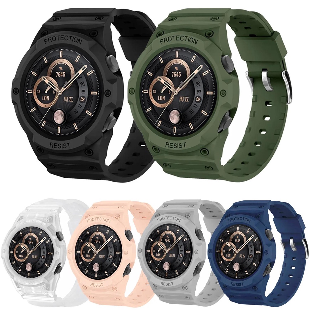 適用於華為手錶 GT3  GT2 46mm 一體防摔錶殼錶帶 矽膠錶帶 華為手錶 GT3  GT2保護殼
