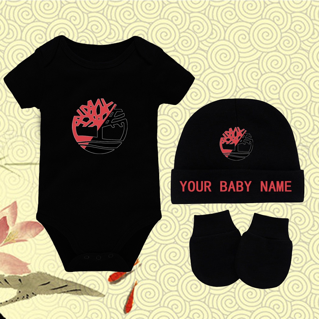 Timberland Baju Bayi Perempuan 0 6 Bulan 白色連身衣適合男嬰,附贈衣服可定制名稱