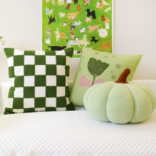 【MAYS】綠色花朵抱枕 時尚靠墊 靠枕 腰枕 沙發棉麻布藝北歐簡約不含芯 辦公室商務床頭靠枕 飄窗床頭靠墊 沙發