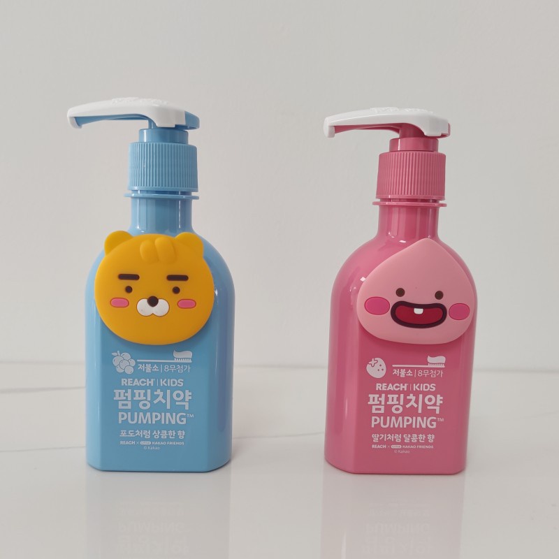 優選精品#LG韓國進口兒童牙膏2-12歲換牙期預防齲齒按壓式草莓味葡萄味160g#1.11b