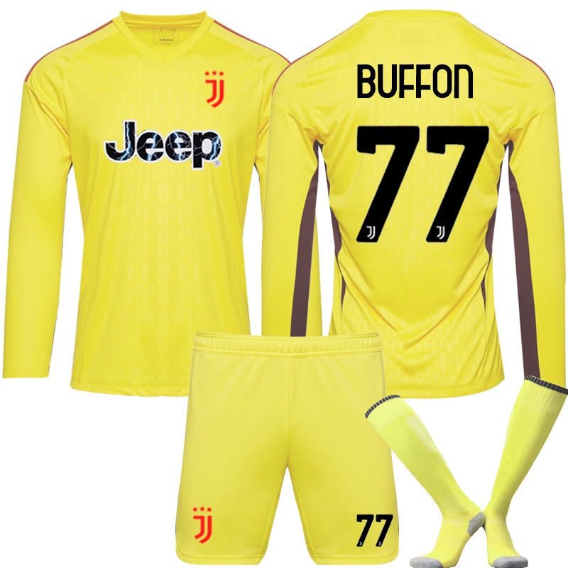 2324守門員制服號 77 Buffon Polo Club足球服守門員服黃色長袖運動衫