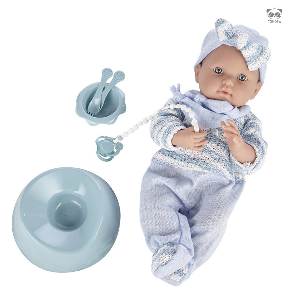 重生娃娃40cm仿真嬰兒娃娃搪膠娃娃公仔玩具重生嬰兒玩具   淺藍色