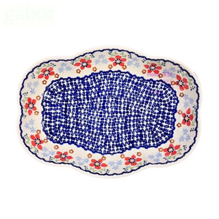 [HOME] 波蘭陶 花型盤 造型盤 沙拉盤 水果盤 菜盤 魚盤 焗烤盤 餐具 鄉村藍印小紅花卉餐盤 波蘭進口