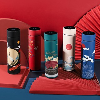 中國風 復古 智慧 溫度顯示 保溫杯 ins風 國潮 商務禮品 不銹鋼 刻字 水杯 便攜保溫杯 定製水杯