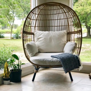 『Royal_Furniture』戶外躺床北歐ins圓床沙發陽臺庭院防水鳥籠躺椅懶人休閑藤編傢具