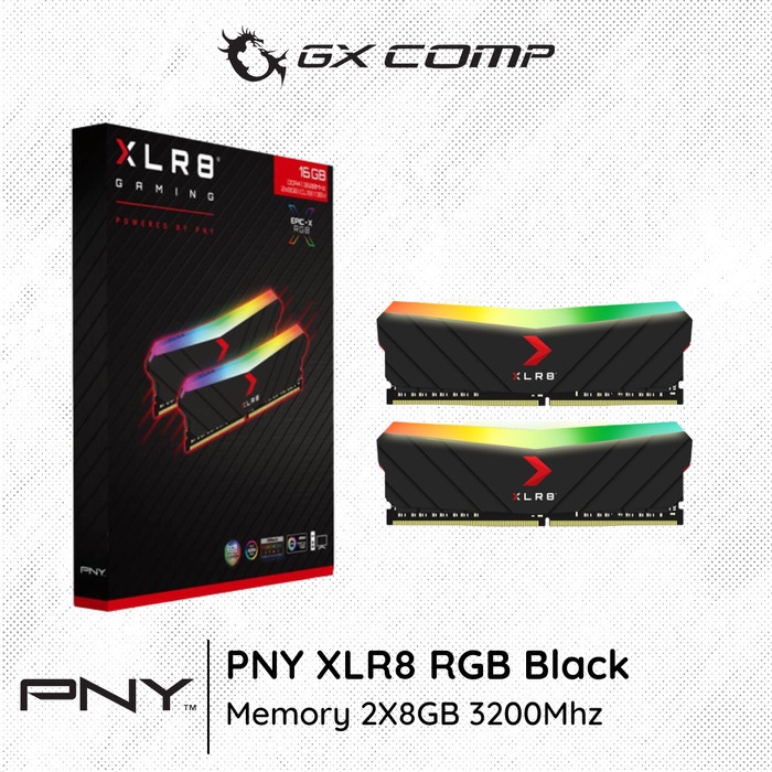 Pny XLR8 遊戲 RGB DDR4 2X8GB 3200Mhz 黑色內存 16GB PC 3200