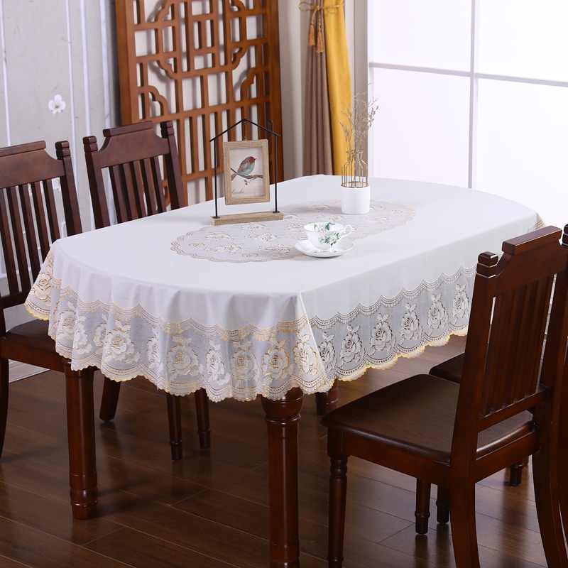 新款橢圓形餐桌布防水防油免洗家用 伸縮摺疊桌桌布 橢圓 pvc塑膠