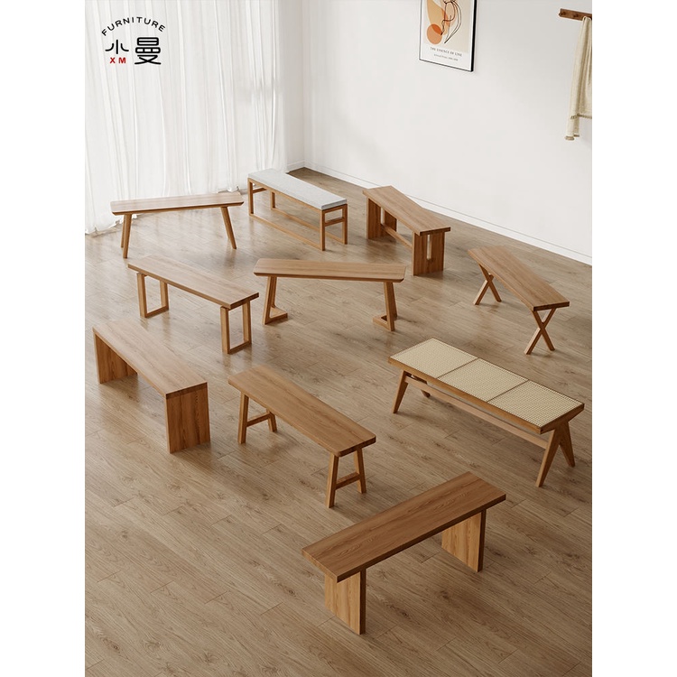 【熱銷-免運】 北歐風實木家俱全長凳子餐椅客廳休閒區洽談松木凳子家用訂製