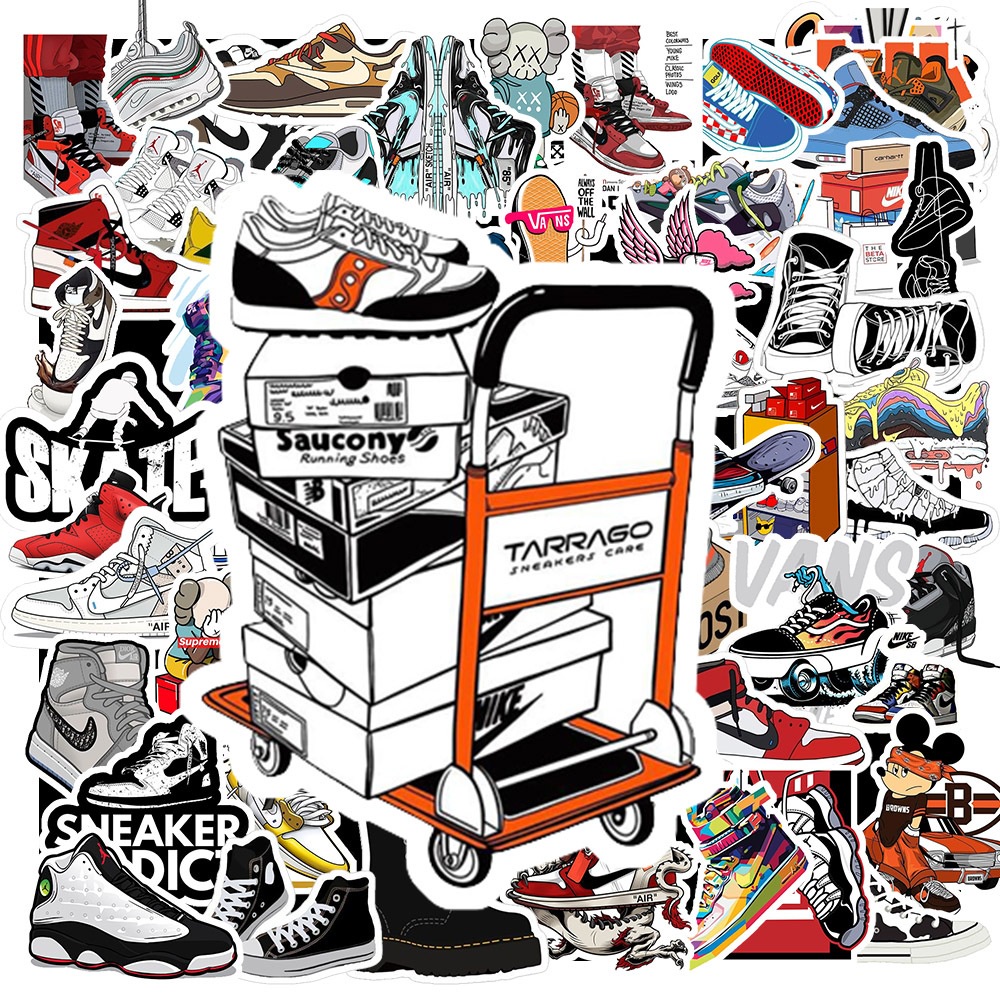 套裝 50 件/套貼紙運動鞋帶筆記本電腦貼紙 Ticker 運動鞋 Jordan Af1 可愛運動鞋