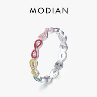 Modian 925 純銀優雅粉色水晶心形手指戒指女士生日浪漫禮物高級珠寶配飾
