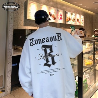 M-8XL 秋冬季圓領大學T男 大尺碼上衣 休閒 寬鬆 韓版印花運動衫 厚款長袖T恤 加大尺碼 男生衣服