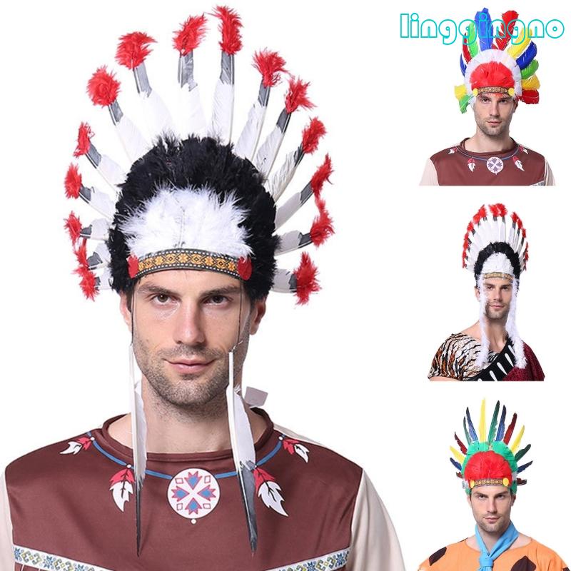 Rr 美國原住民羽毛頭飾彩色羽毛頭飾適合大多數男士