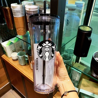 STARBUCKS 星巴克水杯 ins風透明吸管杯 塑膠隨身杯 大容量吸管杯