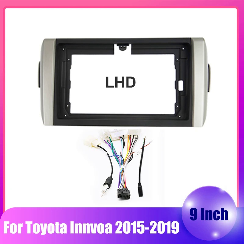 9 英寸汽車音響 2Din 儀表板框架適配器適用於豐田 Innova LHD 2015-2019 大螢幕 DVD 儀表板