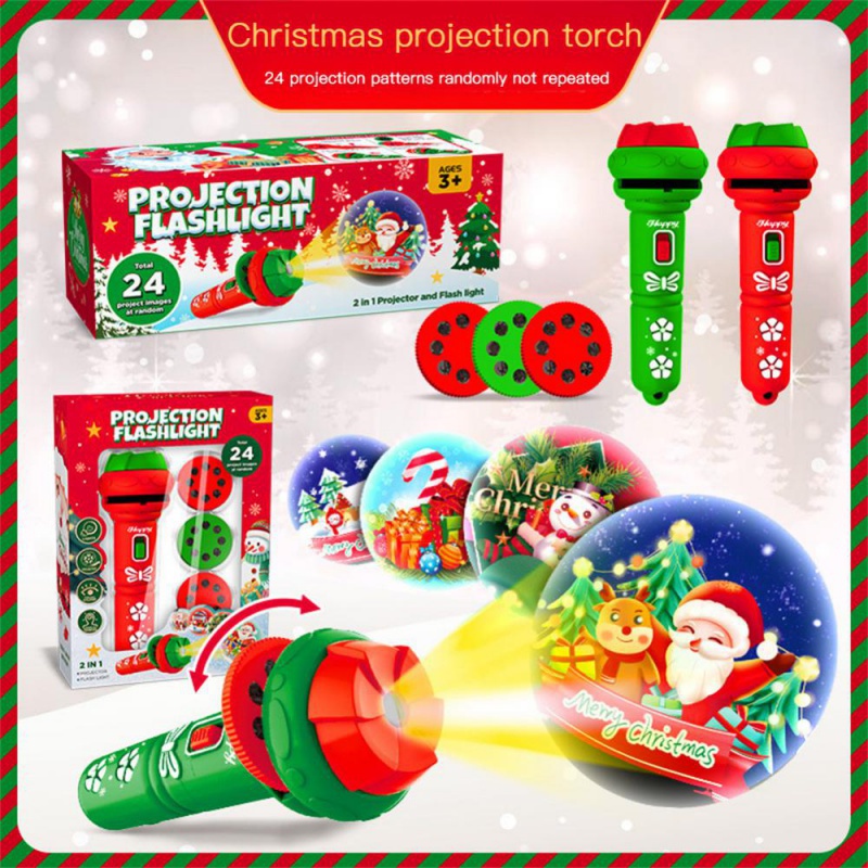 24 種圖案聖誕新年聖誕手電筒聖誕納維達納塔爾戶外投影燈燈投影燈玩具兒童禮物