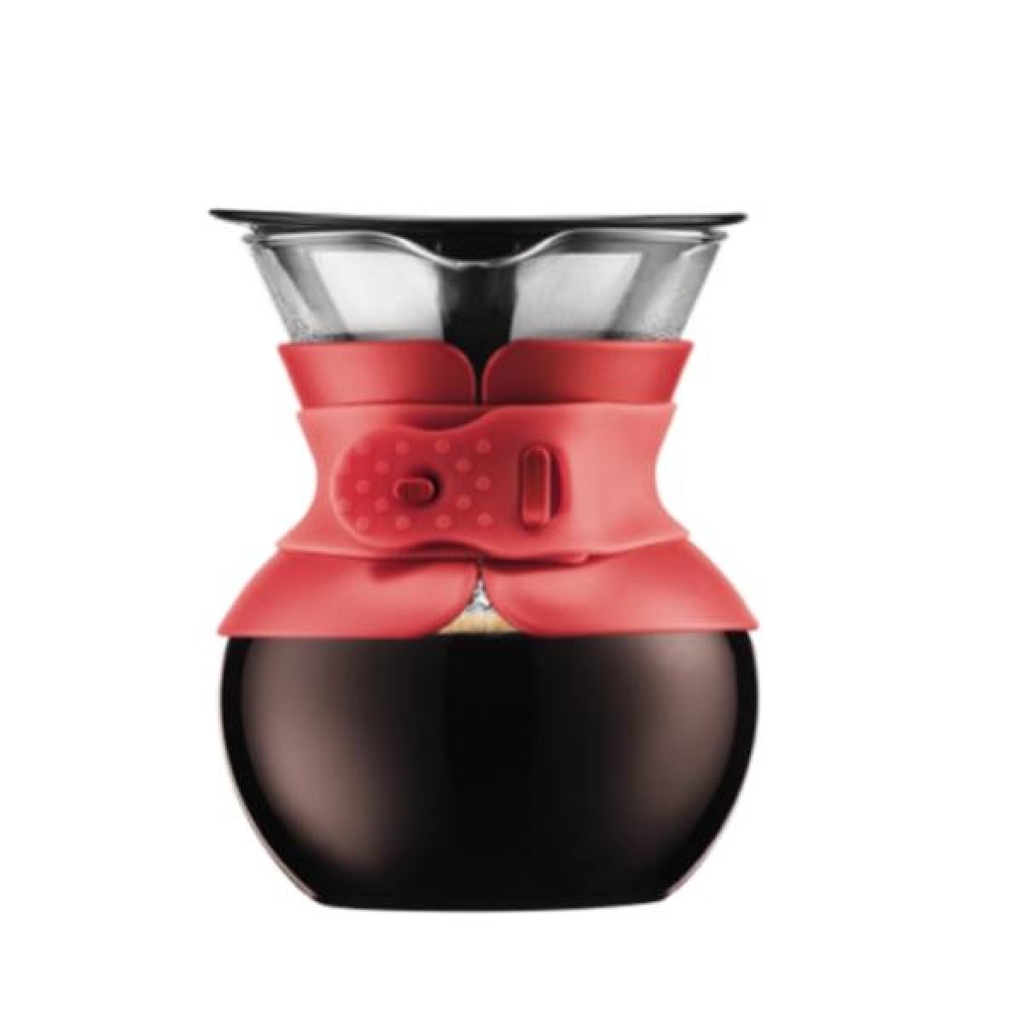 【格蘭登】丹麥 bodum  pour over 手沖咖啡濾壺（附長效型濾網）0.5公升 紅 11592-294SL