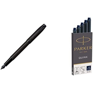 【套装购买】PARKER IM Achromatic系列钢笔哑光黑BT 21 27900常规进口品&派克墨盒墨水Quin