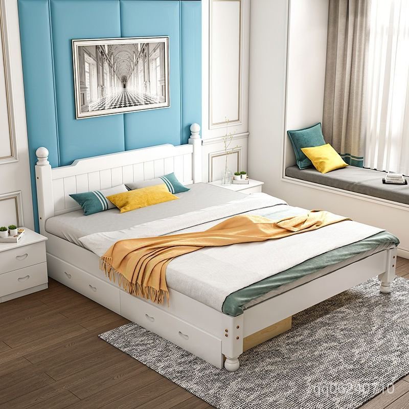 簡約現代 限時免運 經濟型實木床1.8米雙人床單人床1.5米1米簡易床出租房用現代簡約