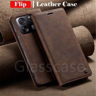 XIAOMI 適用於小米 13T 翻蓋磨砂皮手機殼卡槽錢包 PU 皮支架外殼防震保護殼後蓋