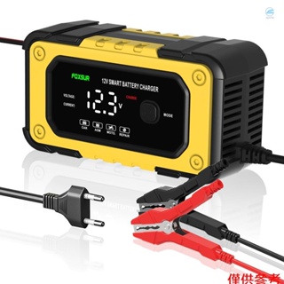 CRTW FOXSUR 12V/6A 自動電池充電器脈衝修復充電裝置鉛酸電池維護器帶 LED 螢幕適用於汽車卡車 SUV